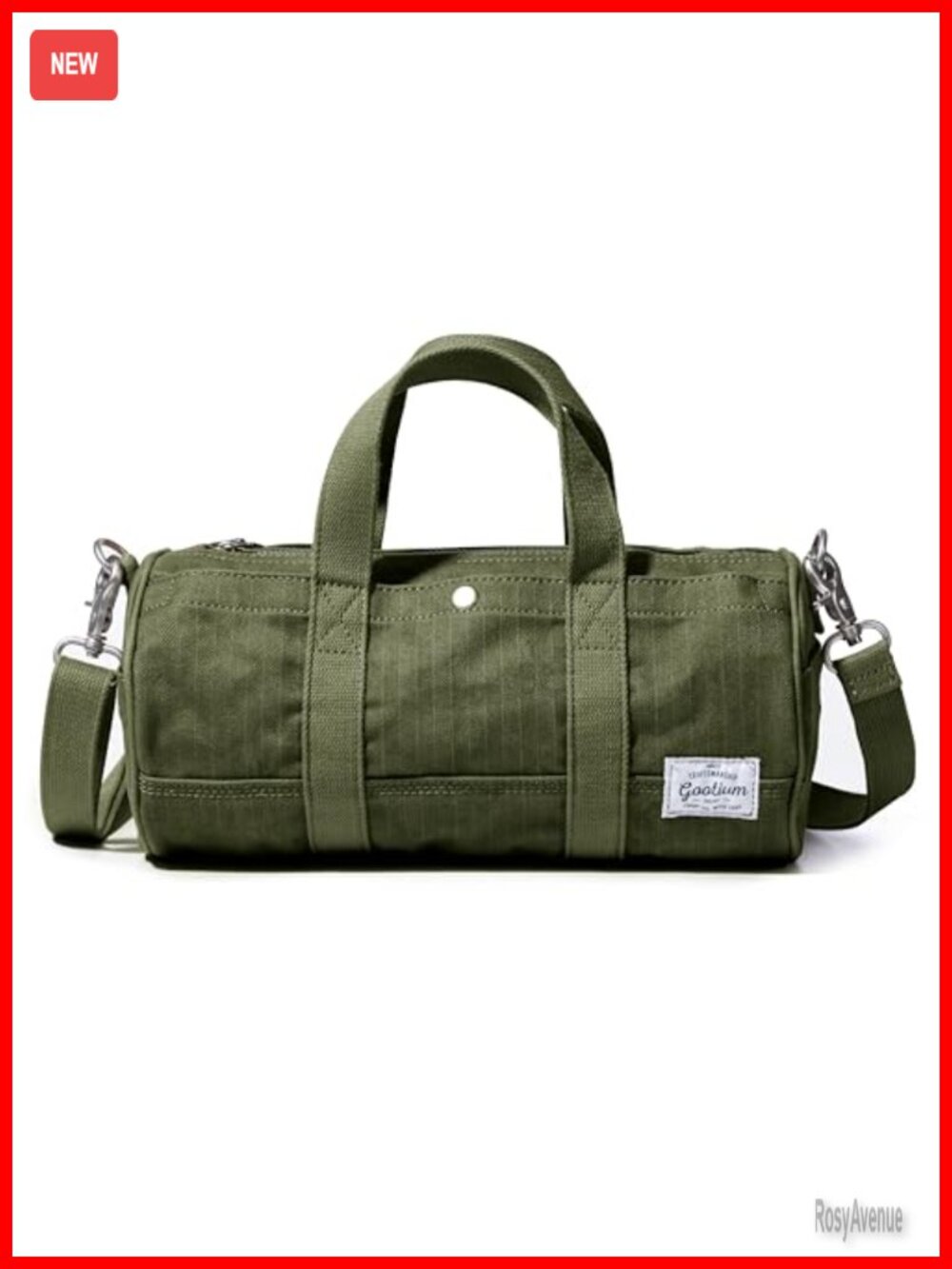 Washed Cotton Canvas Mini Duffle Crossbody Bag Herringbone Weave
